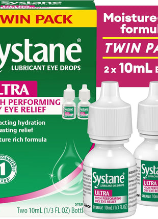 Systane UlTRA Lubricant Dry Eye Drops, 0.33 Fl Oz, 2 Pack
