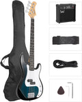 GLARRY Full Size Electric Bass Guitar with 20W AMP, 4 String Beginner Starter Kit with Accessories including Cable, Strap, Bag for Kids and Adults (Dark blue)