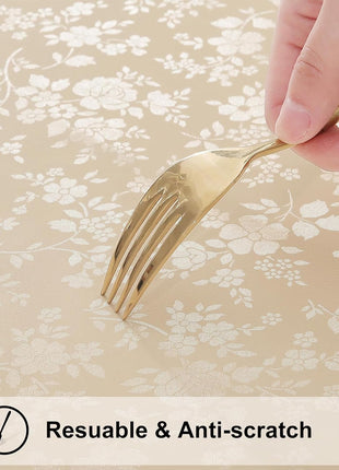 Smiry Rectangle Table Cloth, Waterproof Heavy Duty Vinyl Tablecloths, Wipeable Washable Table Cover for Kitchen and Dining Room (Beige, 60 inch x 84 inch)