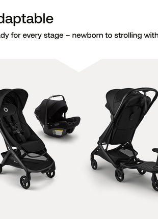 Bugaboo Butterfly 2 Ultra-Compact Travel Stroller One-Second Fold | Airplane carry-on approved, reclining seat, suspension wheels, adjustable footrest, Black