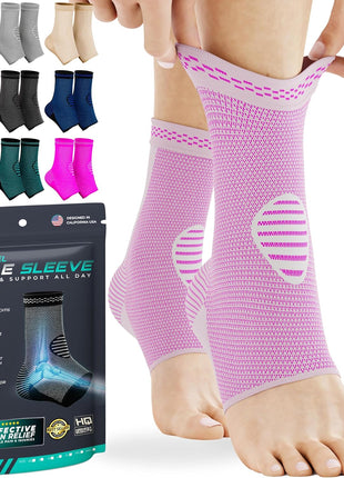 Modvel Foot & Ankle Brace Socks for Sprained Ankle Compression Sleeve - Foot Support for Women & Men - Tendonitis & Arthritis Ankle Brace Sports Running, Torn Ligaments & Women Stabilizing Ankle Wrap
