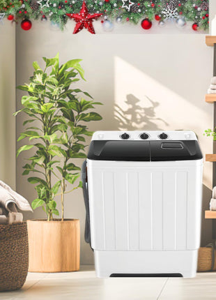 Nictemaw Portable Washing Machine, 19Lbs Washer 11Lbs Spinner, Drain Pump | 30Lbs Large Capacity Washer and Dryer Combo, Twin Tub, Time Control, Easy to Operate, for Apartment Dorms RV Home, Black