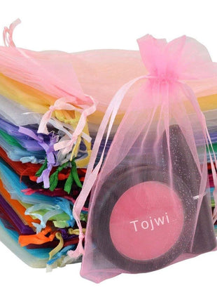 Tojwi 50pcs Organza Bags-Mix Color 3.54''x4.33''(9x11cm) Satin Drawstring Organza Pouch Wedding Party Favor Gift Bag Jewelry Watch Bags