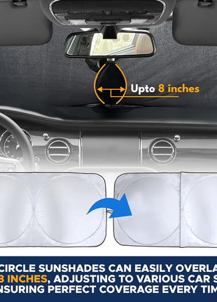 EcoNour Car Windshield Sunshade | Blocks 99% Heat & Keeps Interior Cool | Universal Fits Cars, SUVs, Trucks | Automotive Sun Screen, Visor & Car Accessories for Summer | Medium (64x32 Inches)