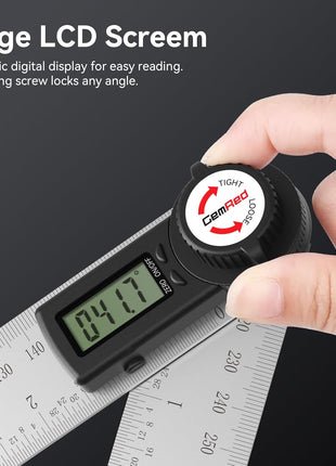 GemRed 82305 Digital Angle Finder GemRed Protractor Stainless steel 7inch 200mm (Black Button)