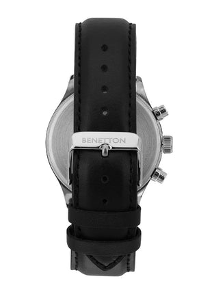 United Colors of Benetton Signature Analog Watch for Man with Black Round Dial & Black Leather Strap Band Water Resistant Men's Wrist Watches - UWUCG2401