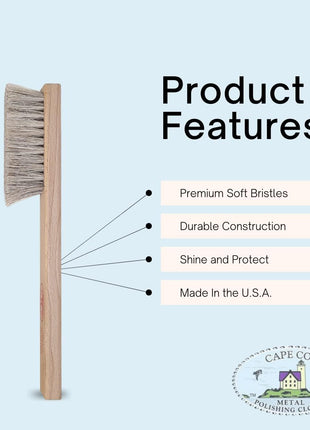 Cape Cod 100% Horsehair Detail Brush with Solid Oak Handle | For Detailing Silver and Fine Metals in Hard to Reach Places