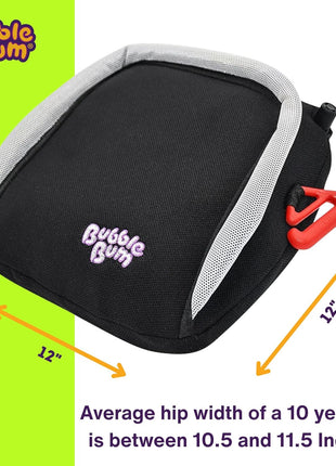 BubbleBum Inflatable Booster Car Seat ??Foldable, Lightweight, Backless Travel Booster Seat for Kids, Portable Carseat for Toddler, Fits 3 Across, Compact for Uber - Ages 4-11 Year Old, - Black