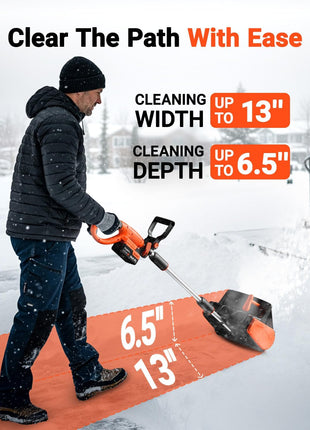 VOLTASK Cordless Snow Shovel, 24V | 13-Inch | 4-Ah Cordless Snow Blower, Battery Snow Blower with Directional Plate & Adjustable Front Handle (4-Ah Battery & Quick Charger Included)