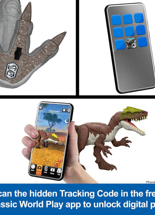 Mattel Jurassic World Rebirth Distortus Rex Rumble N Rampage Dinosaur Action Figure 22 Inch with 2 Attack Actions, Content-Accurate, Digital Play
