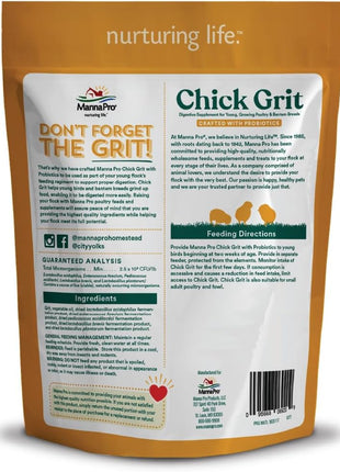 Manna Pro Chick Grit Digestive Supplement for Young Growing Poultry & Bantam Breeds, No Artificial Ingredients or Preservatives, Natural Supplement with Insoluble Crushed Granite, 5 lbs