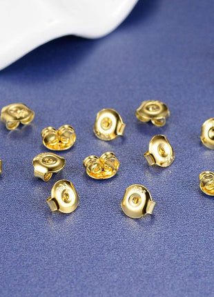 DELECOE 14K Gold Plated Earring Backs Replacements, 925 Sterling Silver Hypoallergenic Secure Gold Earring Backs Locking for Studs Earrings