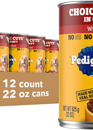 Pedigree Wet Dog Food, Choice Cuts Adult Canned Dog Food, Beef & Country Stew Multipack, 13.2 oz. Cans (12 Count, Pack of 1)