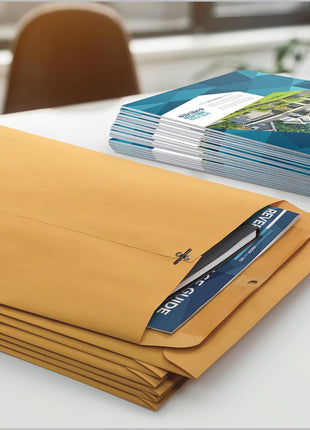 Quality Park 9 x 12 Clasp Envelopes with Deeply Gummed Flaps, Great for Filing, Storing or Mailing Documents, 28 lb Brown Kraft, 100 per Box (QUA37890)