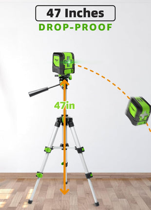 Huepar Laser Level, 100Ft Self Leveling Green Cross Line Laser for Picture Hanging, Tile, Decoration & DIY Construction – 360° Magnetic Base & AA Battery, Indoor Use