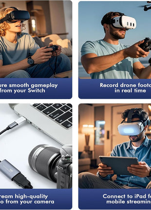 Guermok Video Capture Card, 4K USB3.0 HDMI to USB C Capture Card for Streaming, 1080P 60FPS, Compatible with iPad Mac OS Windows, Quest 3, OBS, PS5/4, Switch2/1, Xbox, Camera (Silver)