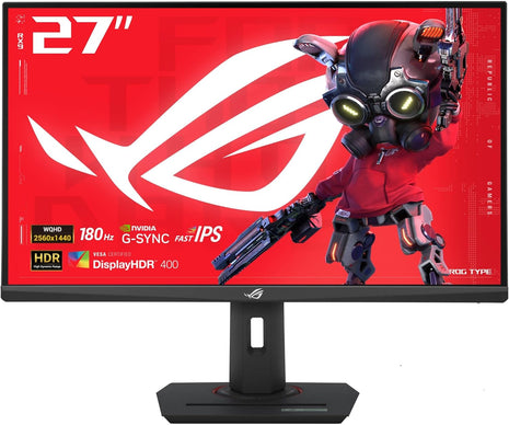 ASUS ROG Strix 27" QHD (2560x1440) HDR400 USB-C Gaming Monitor (XG27ACS), 180Hz,1ms, Fast IPS, 133% sRGB, Extreme Low Motion Blur Sync, G-Sync Compatible, DisplayWidget, Tripod Socket, 3 Year Warranty