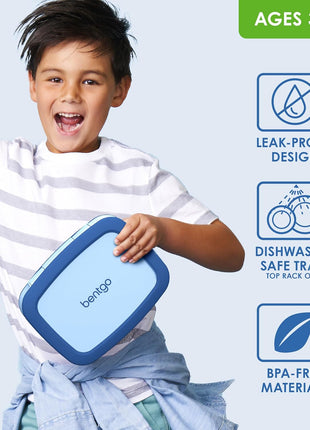 Bentgo Kids Bento-Style 5-Compartment Leak-Proof Lunch Box | Ideal Portion Sizes for Ages 3-7, Durable, Drop-Proof, Dishwasher Safe, PFAS & BPA-Free Materials (Blue)
