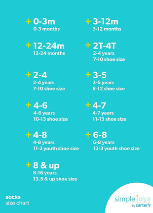 Simple Joys by Carter's Baby 12-Pack Socks, Multicolor/Monster/Sharks/Stripe, 4-5T