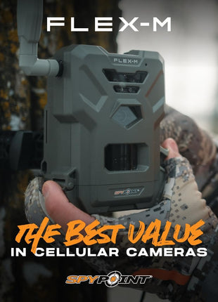 SPYPOINT Flex-M Twin Pack Cellular Trail Cameras - Best Hunting Accessories, No WiFi Needed, GPS, Night Vision, Dual-Sim LTE, IP65 Water-Resistant Game Camera, 28MP Photos, 720p Videos + Sound (2)