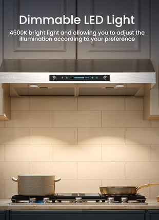 30 Inch Under Ducted Cabinet Range Hood with 1200 CFM, 3 Speed Gesture Sensing Kitchen Exhaust Hood & Touch Control Panel, Stainless Steel Stove Vent Hood with 2 LED Lights