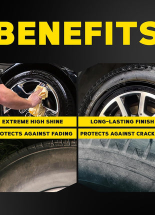Meguiar's G190315 Ultimate Insane Shine Tire Coating, gives a Finish that Creates a Lasting Wet-Look for a Classic Black Shine, Easy to Use, No Hassle, No Mess, Ultimate Protection, 15 Oz Aerosol Can