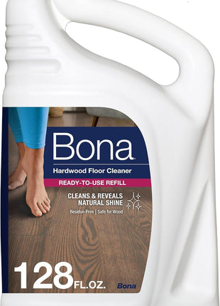 Bona Hardwood Floor Cleaner Refill   128 fl oz   Unscented   Refill for Bona Spray Mops and Spray Bottles   Residue Free Floor Cleaning Solution for Wood Floors