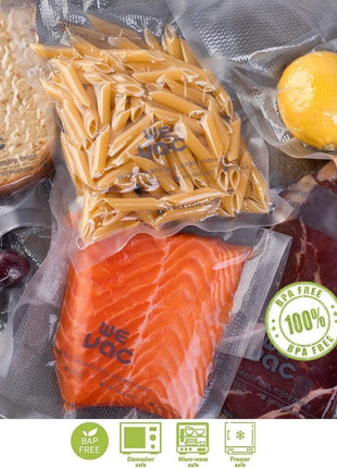 Wevac Vacuum Sealer Bags 8x12" 100 Quart for Food Saver Vacuum Seal machine | Sous Vide, Freezer Safe, PreCut, BPA Free, Commercial Grade, Heavy duty, Meal Prep, Soup, Meat, Fish, Hunting, Vac Storage