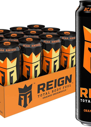 Reign Total Body Fuel, Orange Dreamsicle, Fitness & Performance Drink, 16 Fl Oz (Pack of 12)
