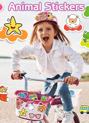 Apakkai 600 Pcs Cute Stickers for Kids, Water Bottle Stickers for Teens, Kawaii Vinyl Phone Laptop Skateboard Animal Waterproof Sticker, Bulk Aesthetic Sticker Packs for Boys Girls Teacher