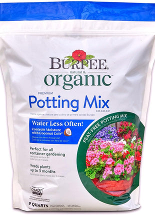Burpee, 9 Quarts | Premium Organic Potting Natural Soil Mix Food Ideal for Container Garden-Vegetable, Flower & Herb Use for Indoor Outdoor Plant