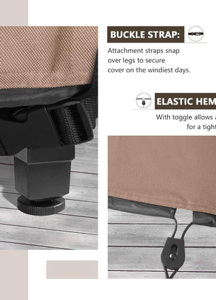 ULTCOVER Rectangular Patio Heavy Duty Table Cover - 600D Tough Canvas Waterproof Outdoor Dining Table and Chairs General Purpose Furniture Cover Size 111L x 74W x 28H inch