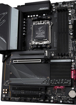 GIGABYTE B650 AORUS Elite AX AMD AM5 ATX Motherboard, Support Ryzen 9000/8000/7000 Series, DDR5, 14+2+1 Power Phase, PCIe 5.0 M.2, USB-C 3.2 Gen 2, WIFI6E, 2.5GbE, EZ-Latch, Q-Flash, RGB Fusion