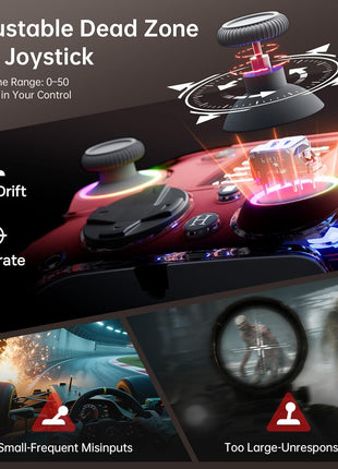 GUSGU G7 Wireless Gaming Controller with Interactive Screen, 1000Hz Polling Rate, Hall Joysticks & Triggers, 4 Programmable Buttons, Compatible with PC, Switch1, PS4, iOS, Android, Red