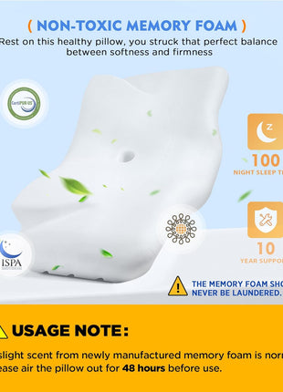 Cervical Pillow for Neck Pain Relief, Hollow Design Odorless Memory Foam Pillows with Cooling Case, Adjustable Orthopedic Bed Pillow for Sleeping, Support for Side Back Sleepers