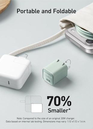 Anker Nano USB C Charger Block, 30W PIQ 3.0 Foldable iPhone Charger Fast Charging for iPhone 16/15 Series, Galaxy, iPad, Compatible with MagSafe