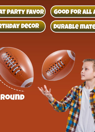 Bedwina 12-Pack 16" Inflatable Footballs for Football Party Decorations & Party Favors – Blow-Up Sports-Themed Beach Balls for Game Day & Birthday Supplies, Goodie Bag Stuffers