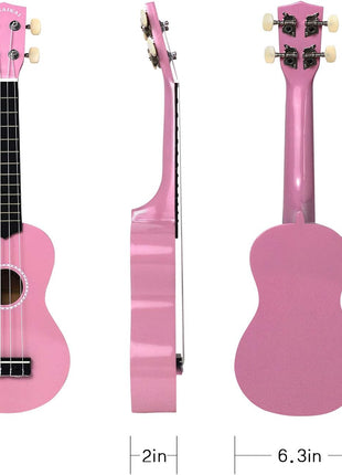 POMAIKAI Soprano Ukulele for Beginners, 21 Inch Ukulele Wood Toddler Guitar Small Hawaiian Ukalalee Starter (Black)