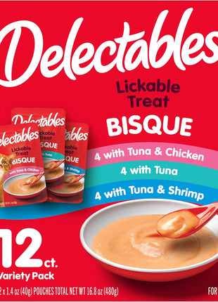 Delectables Bisque Lickable Wet Cat Treats - Chicken, Tuna & Shrimp, 12 count