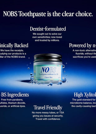 NOBS (No Bad Stuff) Toothpaste Tablets - Nano Hydroxyapatite, Fluoride & Plastic Free, Eco & Travel Friendly - Remineralize with NHA (1 Month)