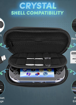 Skywin 4-in-1 Kit for PS Vita 2000 Slim - Black Case with Front & Back Protector, Adapter Charger Cable, Micro SD Card