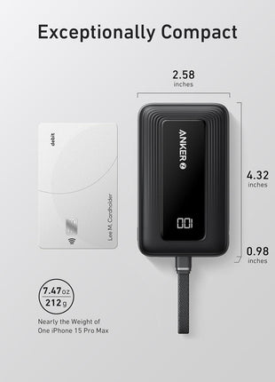 Anker Portable Charger, 10,000mAh 30W Power Bank, USB-C in and Out Fast Charging Battery Pack, Travel Essential Phone Power Bank, for iPhone 16/15, iPad, MacBook, Galaxy, Google, and More