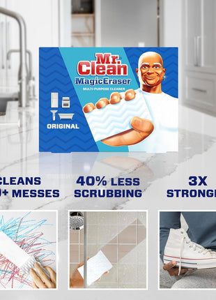 Mr. Clean Magic Eraser Original Cleaning Pads, Multi Purpose Cleaner, Bathroom Cleaning Supplies, All Purpose Cleaner, White, 6 Count