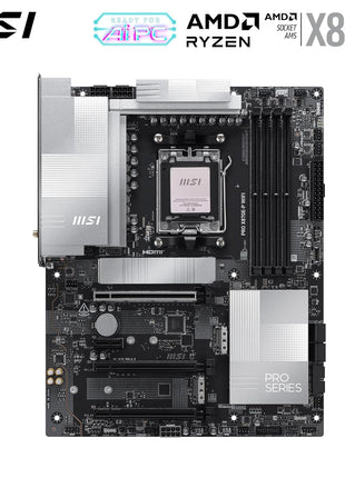 MSI PRO X870E-P WiFi Motherboard, ATX - Supports AMD Ryzen 9000/8000 / 7000 Processors, AM5-60A SPS VRM, DDR5 Memory Boost (8200+ MT/s OC), PCIe 5.0 x16 & 4.0 x16, M.2 Gen5, Wi-Fi 7, 5G LAN