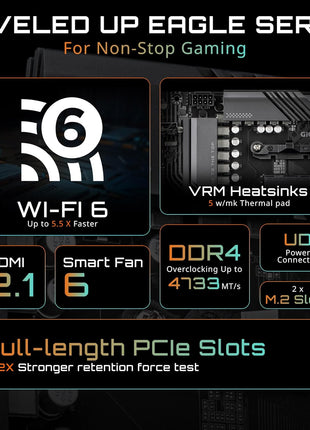 GIGABYTE B550 Eagle WIFI6 AMD AM4 ATX Motherboard, Supports Ryzen 5000/4000/3000 Processors, DDR4, 10+3 Power Phase, 2X M.2, PCIe 4.0, USB-C, WIFI6, GbE LAN, PCIe EZ-Latch, EZ-Latch, RGB Fusion