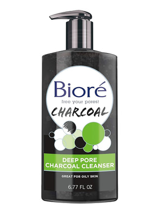 Bioré Deep Pore Charcoal Face Wash, Facial Cleanser for Dirt and Makeup Removal From Oily Skin, 6.77 Ounce & Rose Quartz + Charcoal Daily Purifying Cleanser, Oil Free Facial Cleanser Energizes Skin