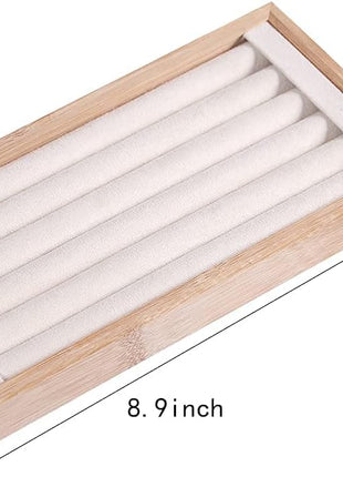 Bamboo Ring Holder,Ring Display Stand,Jewelry Organizer Stand for Rings Earrings Selling(Beige)
