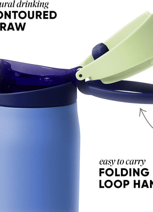 Simple Modern Water Bottle with Straw & Handle | 24oz | Blue | Mesa Loop Insulated Water Bottle for School, Sports, Travel | Leak Proof, Stainless Steel | Neptune