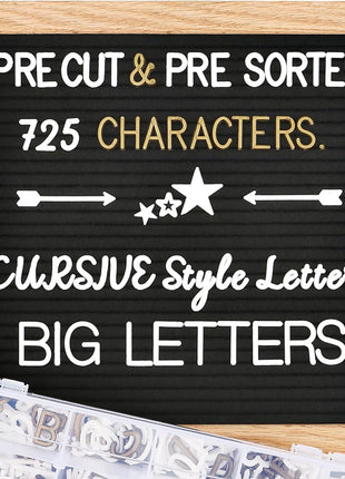 Felt Letter Board with Letters, Pre Cut & Sorted 725 Letters, First Day of School Board, Baby Announcement Sign, Pregnancy Announcement, Custom Signs & Wood Stand, 10x10in Message Board, Classroom Decor Sign Board