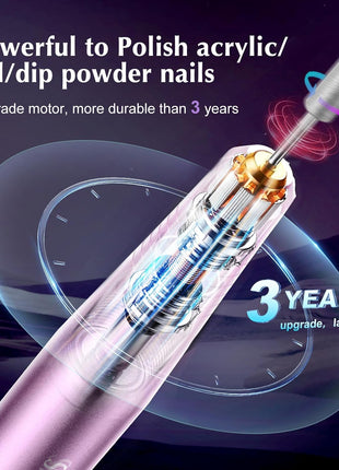 COSLUS Electric Nail Drill File Professional: for Acrylic Gel Dip Powder Nails Portable Nail Machine Kit Manicure Pedicure Tools Polishing Set with Nail Drill Bits Sanding Bands